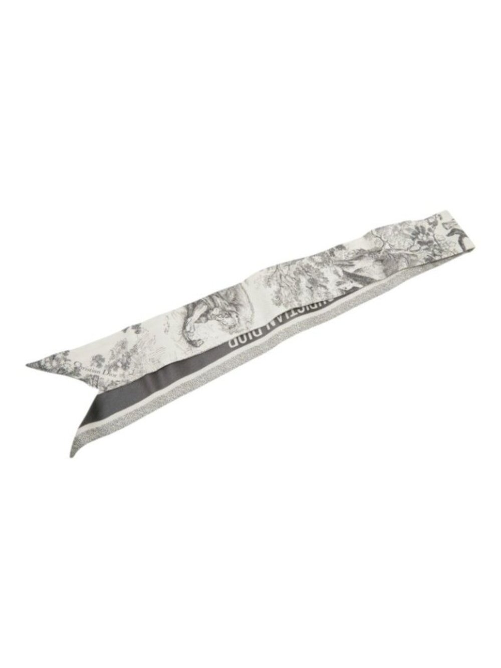 Dior Toile de Jouy Mitzah Scarf White Gray Silk